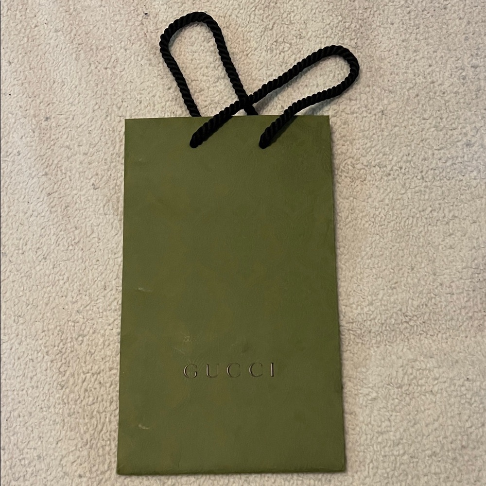 Gucci Olive Green Gift Bag with Black Handles